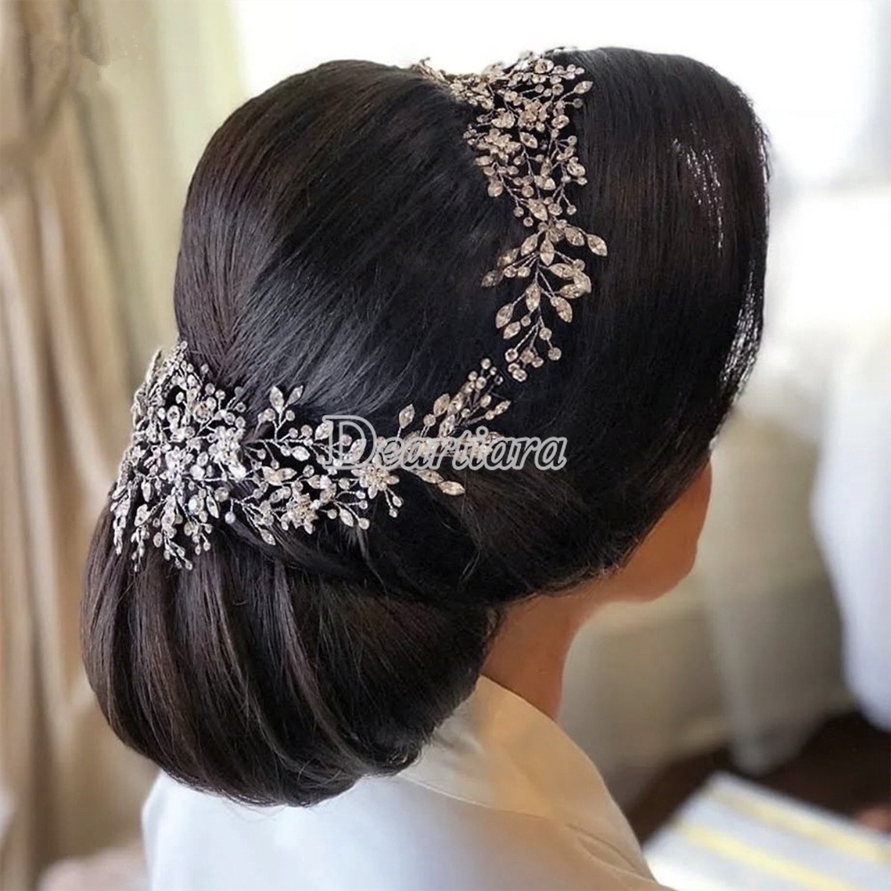 Fashion Bridal Handmade Hiasan Kepala Dengan Bentuk Makeup Aksesoris Rambut Gaun Pernikahan Pan Hair Band Rhinestone Hair Band