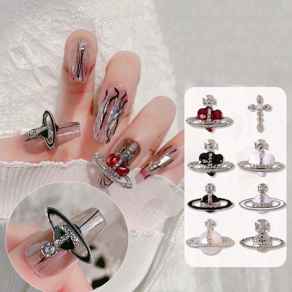 Nickolas1 Kuku Berlian Imitasi Wanita Mewah Barat Empress Dowager Manicure Aksesoris Jepang Nail Art Metal Cross 3D Nail Art Drills