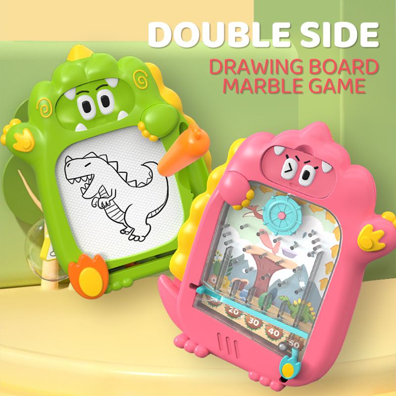 Mainan Anak DOUBLE SIDE DRAWING BOARD Marble Papan Tulis Dinosaurus Magnetic Drawing