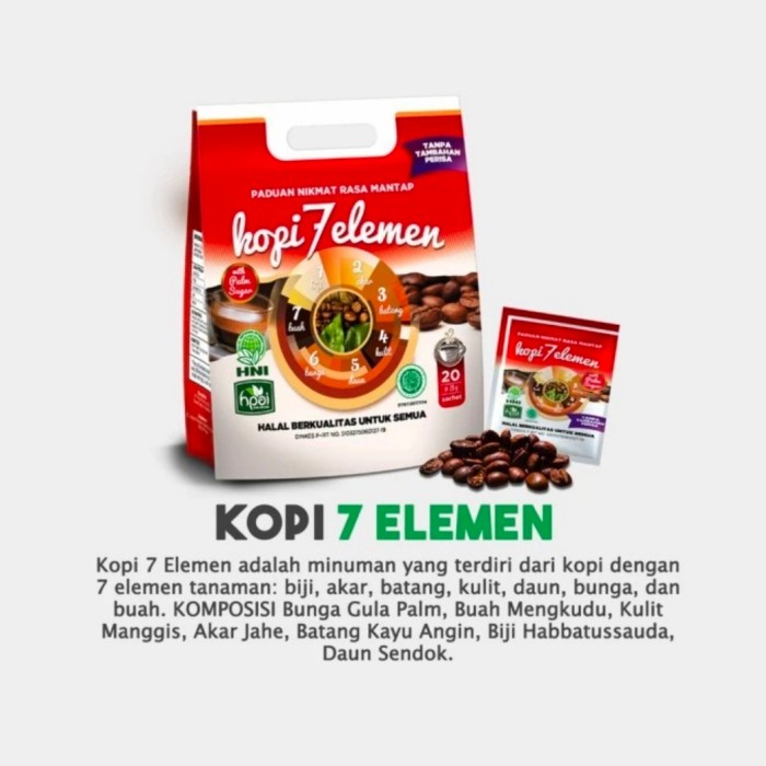 

Kopi 7 Elemen HNI 10 Sachets Kopi Herbal