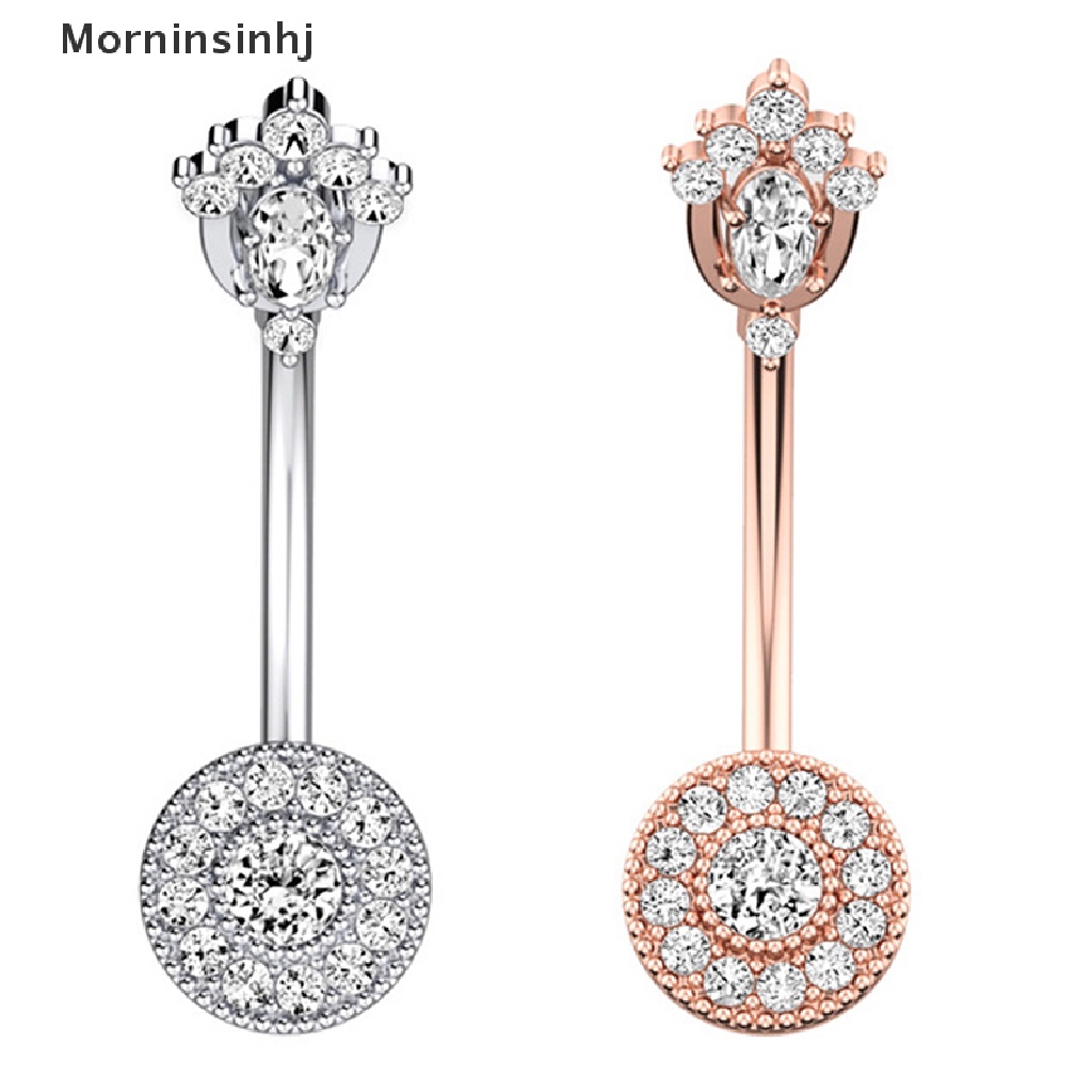 Mornin Stainless Steel Kupu-Kupu Bunga Pusar Cincin Drop Zirkon Seksi Cincin Pusar Pesona Perhiasan Pusar Pusar Pusar Cincin id