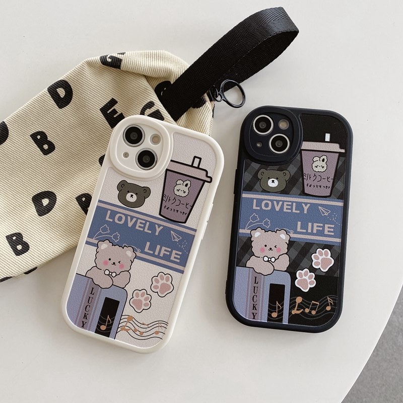 Cute Little Bear Case OPPO A9 A5 A31 A53 A33 2020 A7 A5S A12 A11K F9 F11 A15S A35 A52 A92 A54 A36 A96 A83 A57 A3S A16 A1 Pro Reno 3 5 6 7Z 9 Black Milk tea Bear