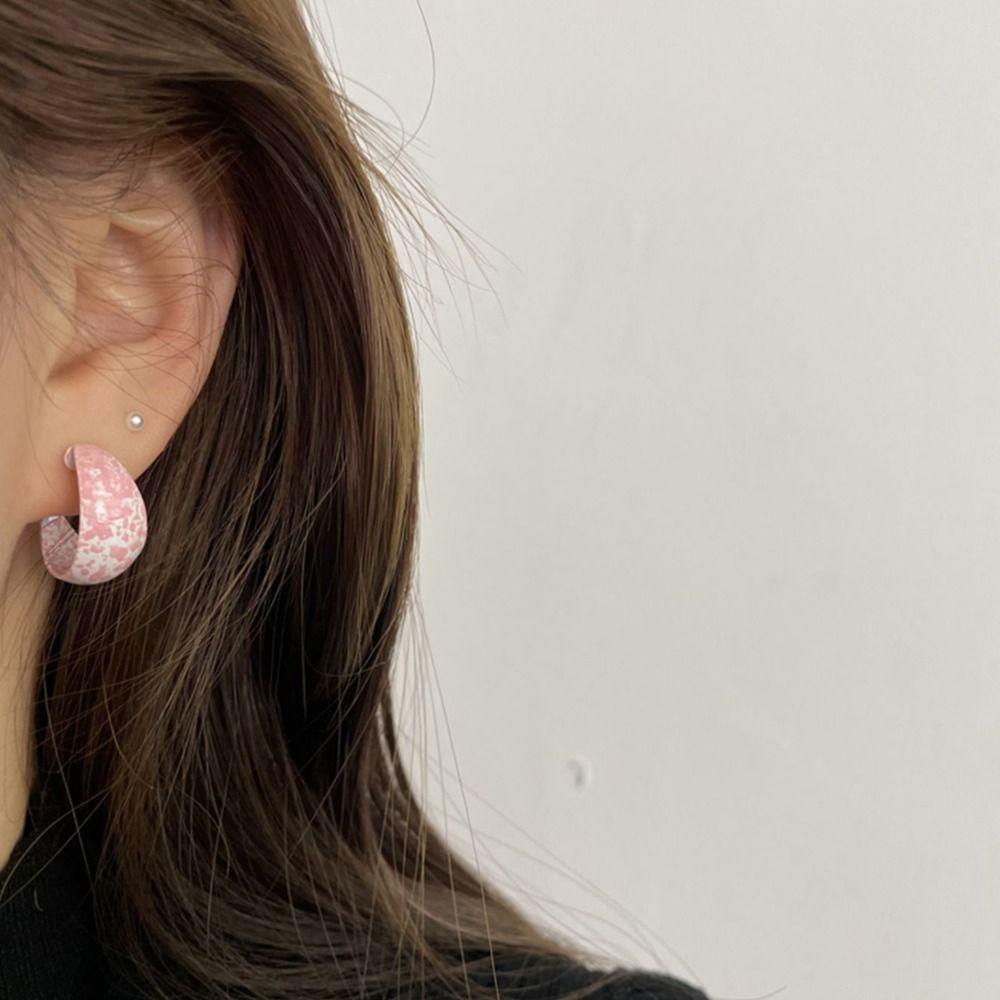 Mxbeauty Anting Stud Wanita Trendi Elegan Temperamen Fashion Perhiasan Desain Niche Pola Bunga Musim Panas Alloy Gaya Korea Earrings