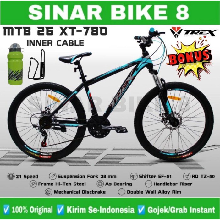 Sepeda Gunung MTB Ukuran 26 Inch TREX XT-780 inch Rem Cakram 21 Speed