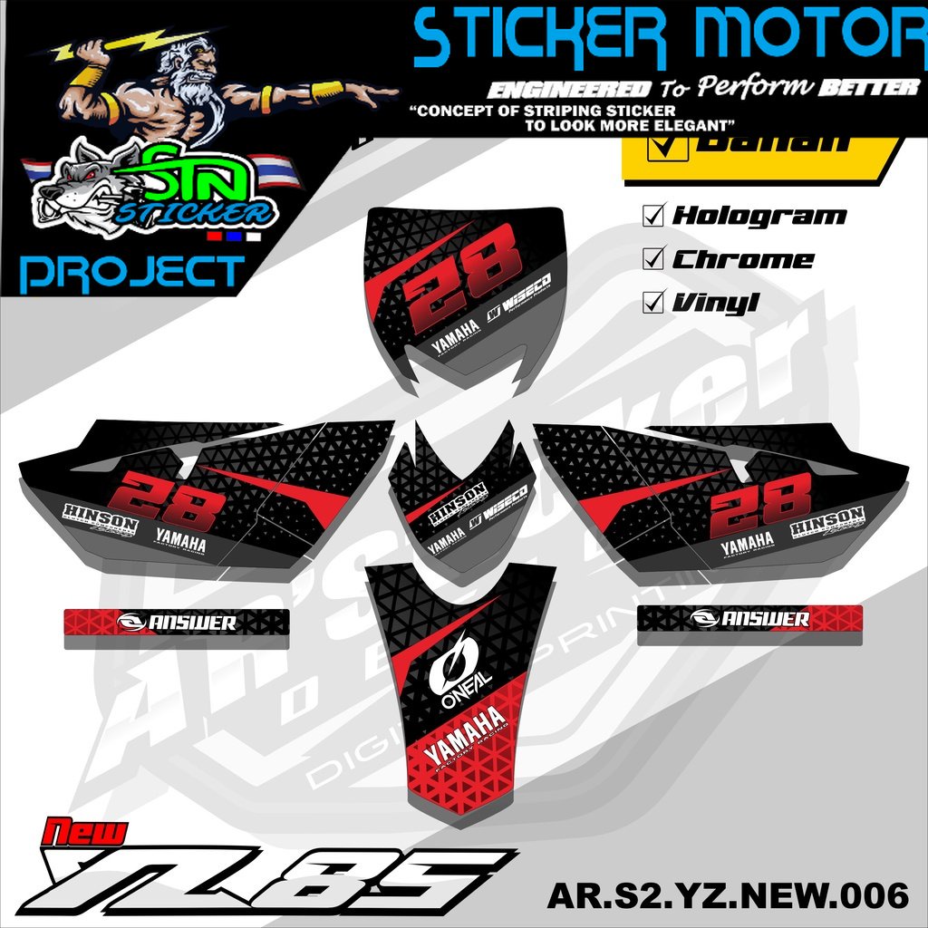 Yz85 Stiker Striping Motor TRAIL YZ85 NEW - Stiker Trail Bebek Yz 85 New Variasi Hologram AR.S2 06