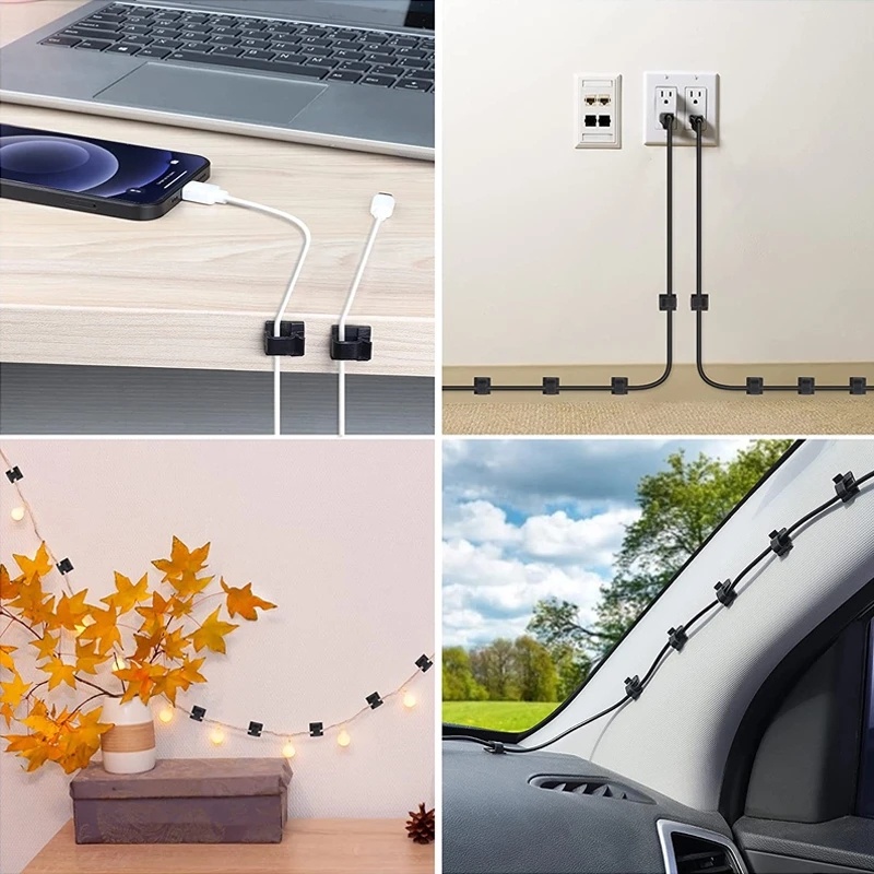 [Harga Grosir] Self-adhesive Home Office Car Cord Winder Power Line Holder Desk Top Cable Wire Holders Fixer Holder Car Wire Clip USB Wire Management Kabel Kabel Organizer