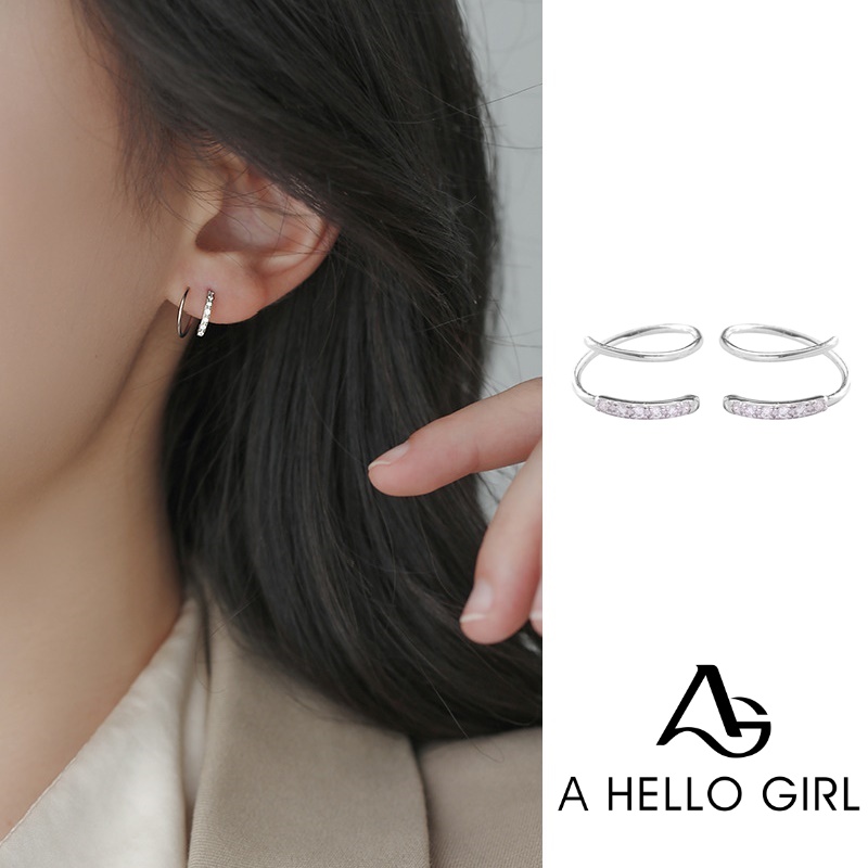 Anting Stud Earrings Musim Semi Intan Putar Wanita Sederhana Perhiasan Earring Women Jewelry