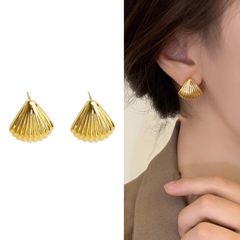 Sederhana Geometris Shell Bunga Cinta Hati Berlian Imitasi Temperamen Elegan Fashion Anting Kecil