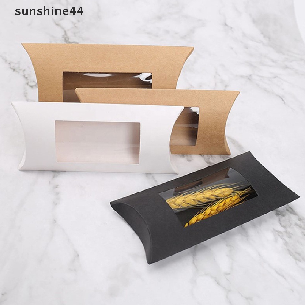 Sunshine 10Pcs Cookie Candy Box Dengan Jendela Wedding Kraft Paper Gift Packaging Boxes ID