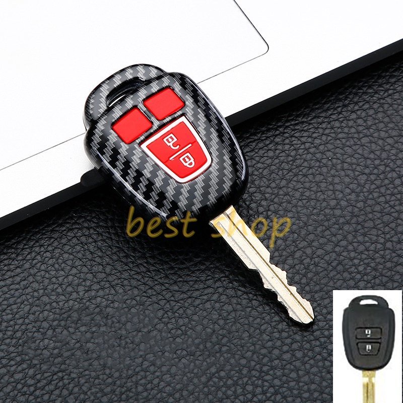 Case Kunci Mobil Carbon Fiber Toyota Vios Camry RAV4 2012-2015 Corolla 2014 2015 TOY43 Blade 2kancing Remote Car Key Shell Case Fob