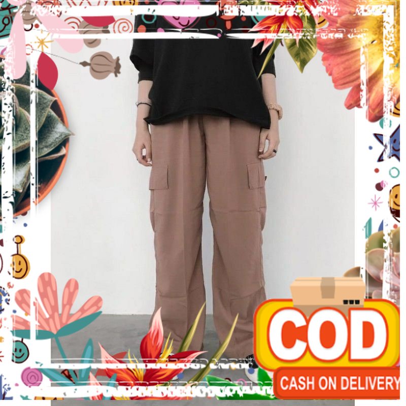 Lyora Pants Wanita | Celana Kulot Cargo Rayon Panjang Chino Wanita Premium / hiking