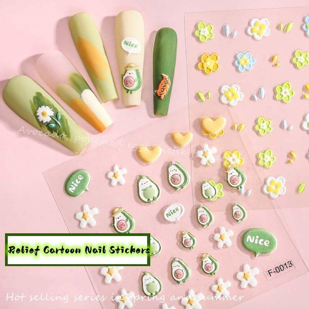 Agustina Kartun Stiker Kuku Wanita Korea Kelinci Cinta Hati Hewan Manikur Aksesoris Nail Art Dekorasi