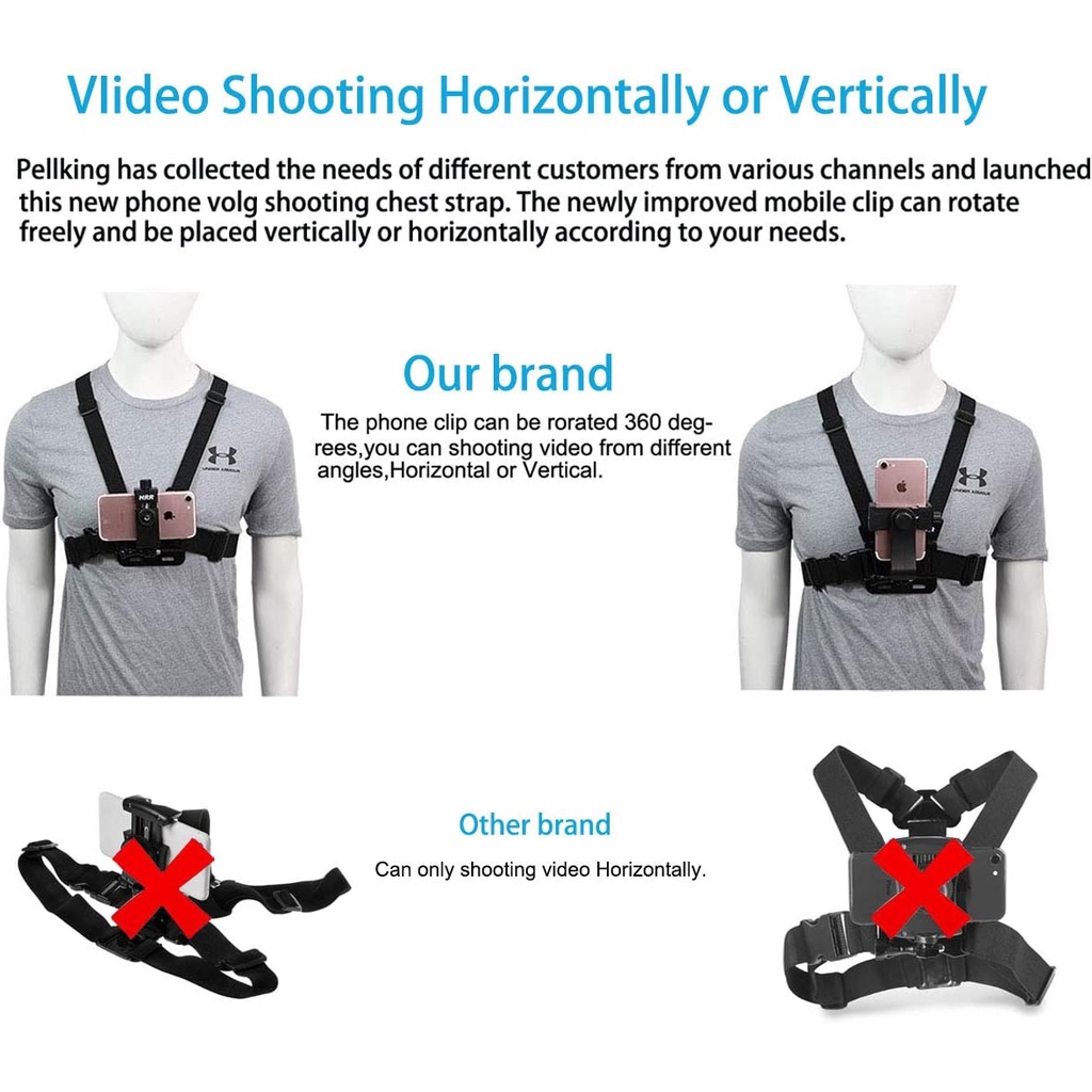 Chest Strap Phone Holder Handphone Tali Dada HP Camera Mount Body Belt Holder Clip Clamp