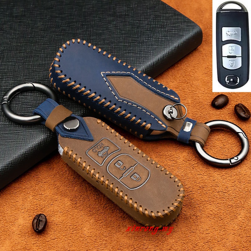 Untuk Mazda CX3 CX5 CX9 Smart Remote Control Cover Sapi Asli Sembunyi Kulit Perlindungan Penutup Kunci