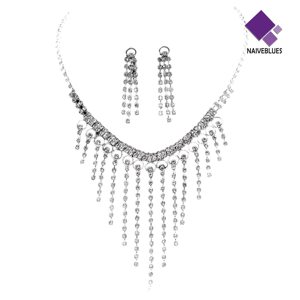 Naiveblue &gt; 1set Anting Rumbai Bertatahkan Temperamen Pengerjaan Indah Gloss Rumbai Shinyny Aksesori Berat