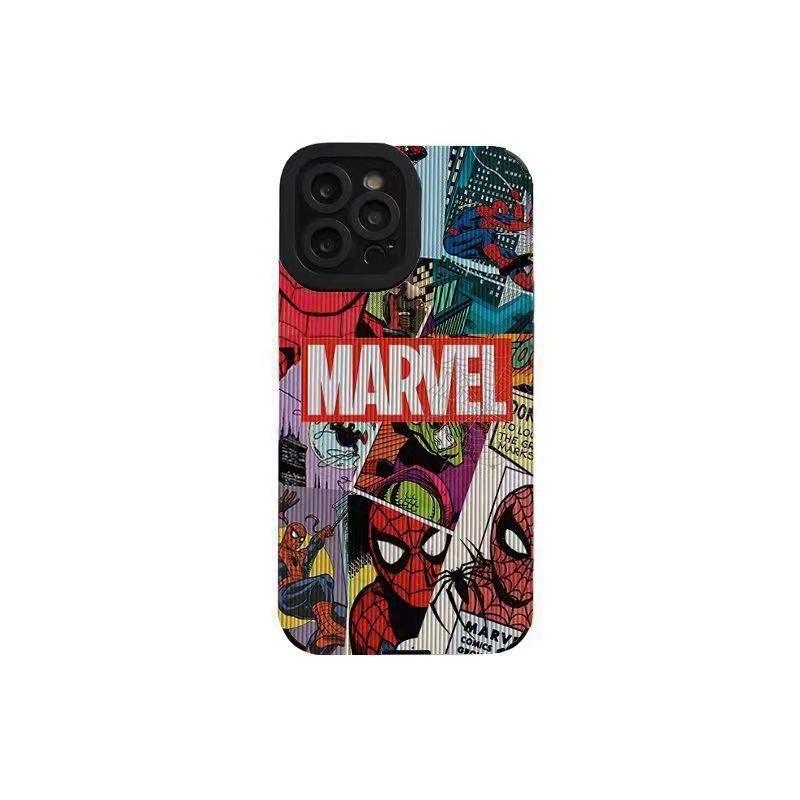 【Lamb Skin】City Boy Marvel Spider Man Soft Case for IPhone 6S 7 Plus 8 Plus X XS XR XS Max 11 13 12 14 PRO Max 14 Plus 12 13 Mini Camera Protect