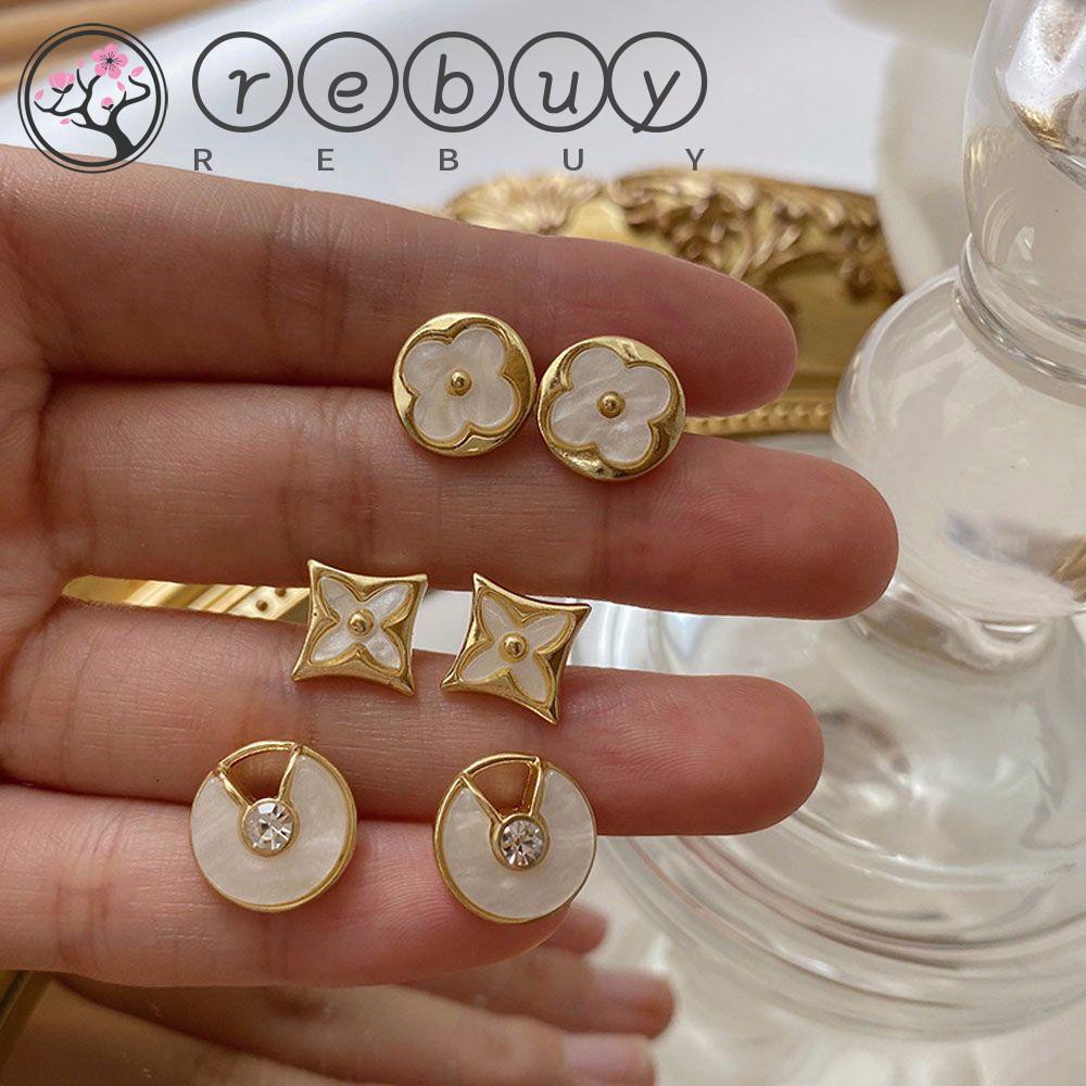 Rebuy Earrings Elegant 2021terbaru Korea Bunga Bintang Bulat Geometris Berlian Stud Earring