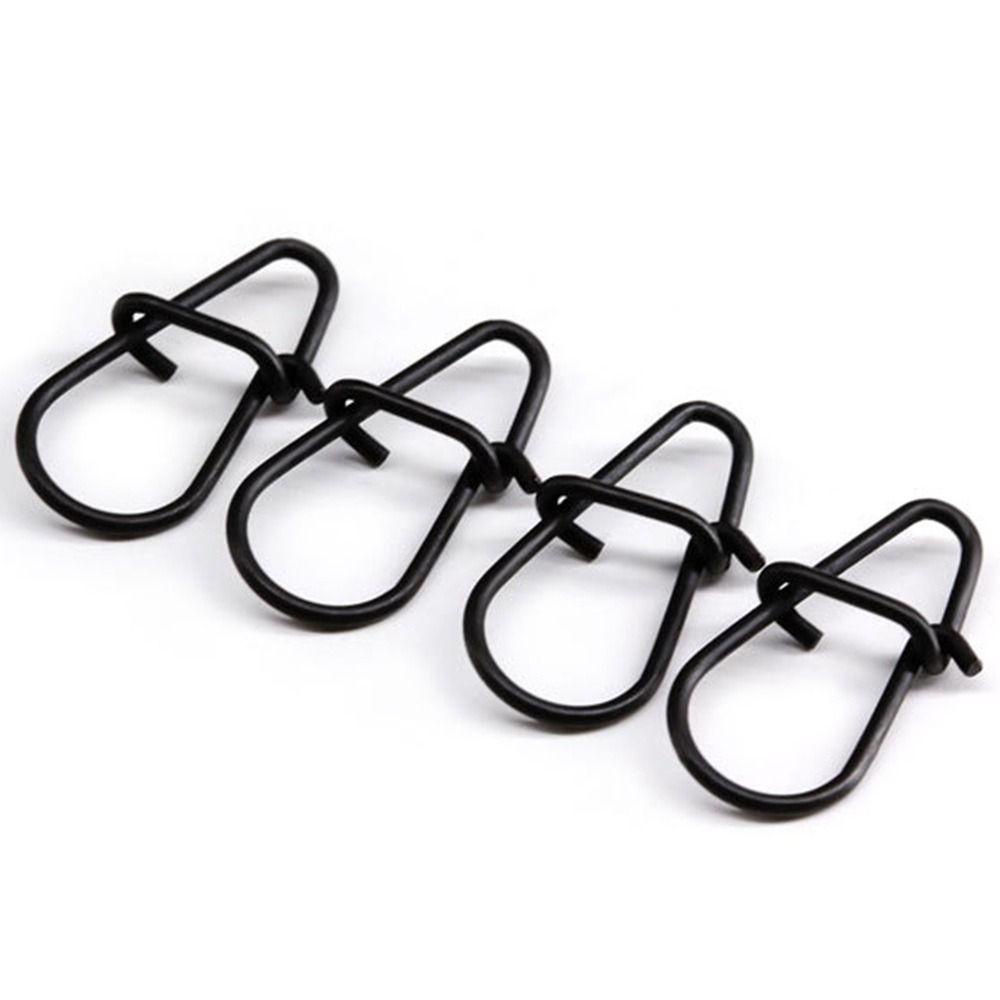 Chookyy 100 Pcs Memancing Gantung Snap Matte Hitam Kualitas Tinggi Fast lock Stainless Steel Tahan Lama Oval Split Rings