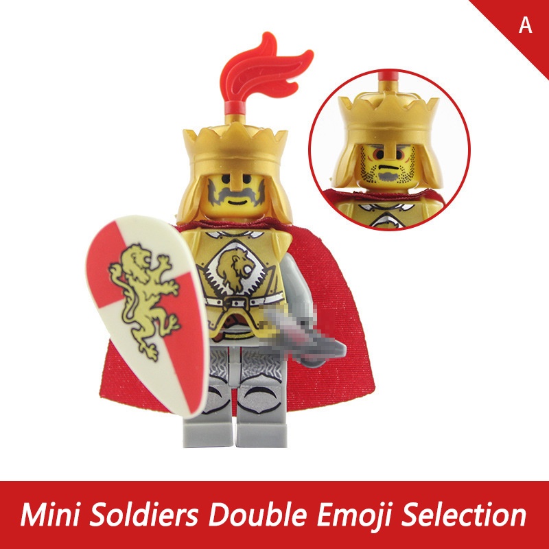 Red Lion Knights Series Mini Figure Perang Medieval Archers Shield Knights Sword Knights Puzzle Rakitan Mainan Blok Bangunan