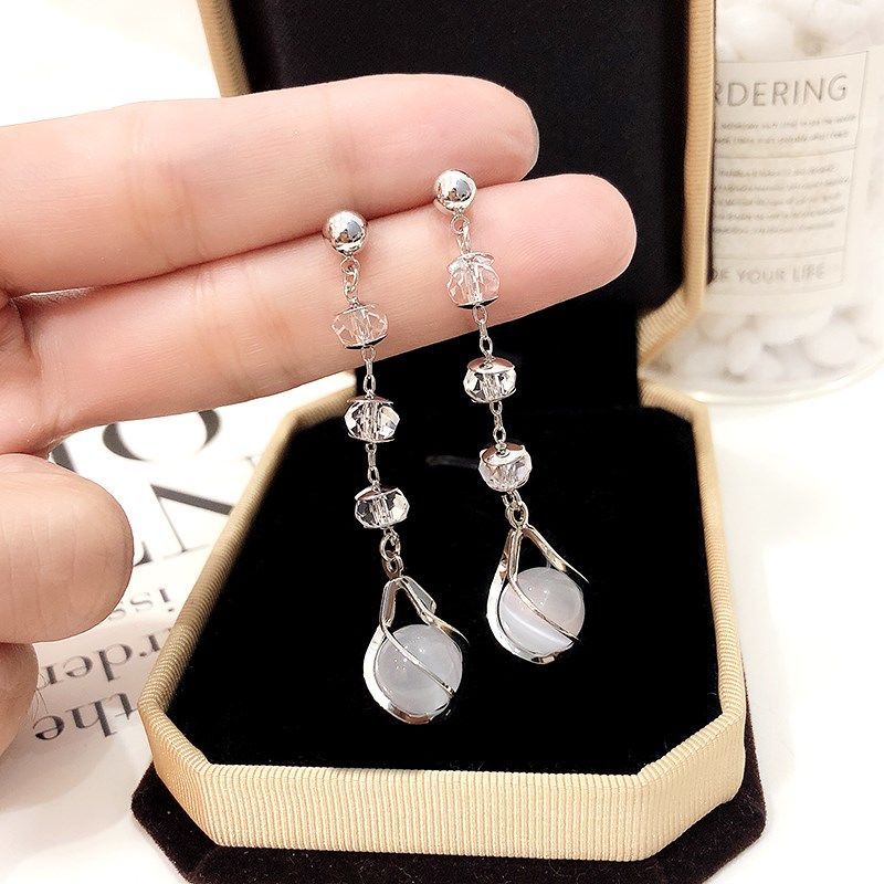 Opal Pendant Earrings Anting Perempuan Siswa Perempuan Versi Korea Sederhana Segar Manis Anting Temperamen Perempuan Anting Perempuan