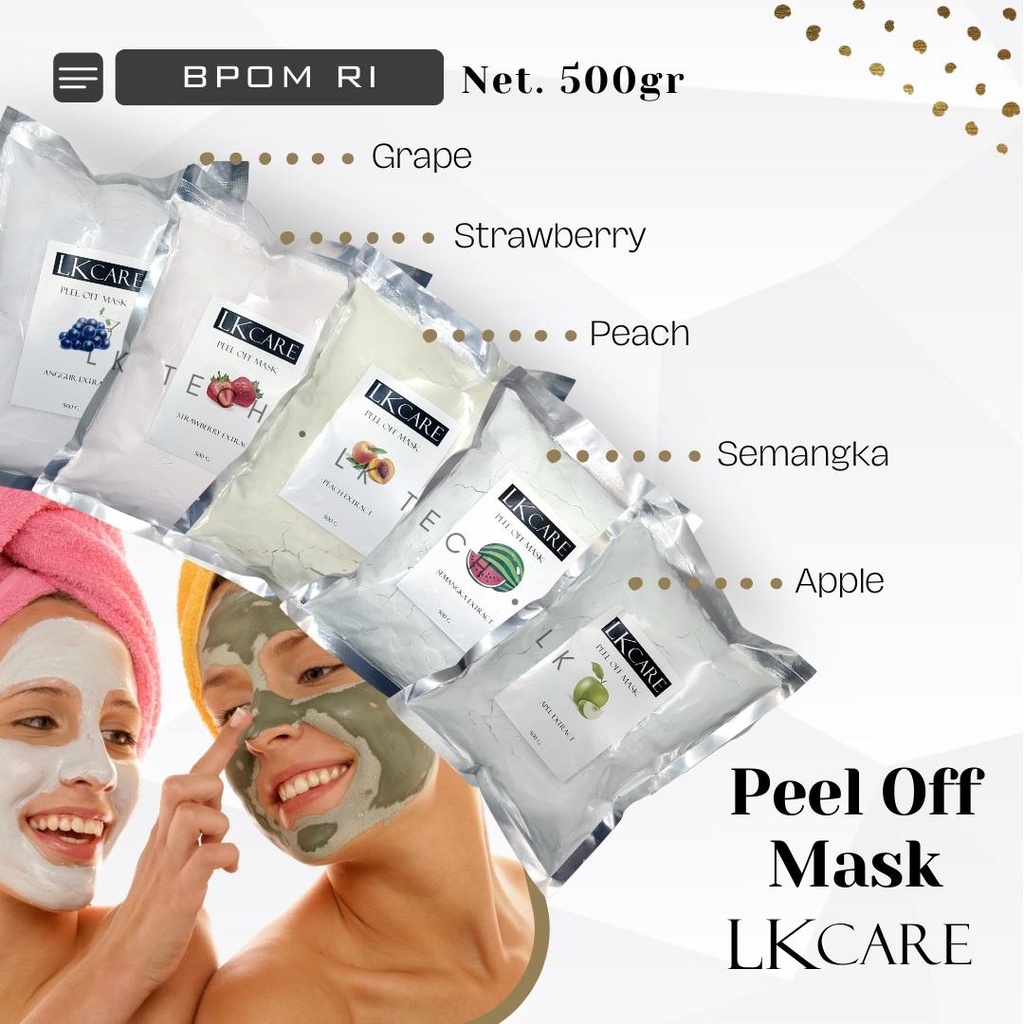 LKCare Masker Peel Off BPOM 500gr Peel Off Mask Membuat wajah Lebih Halus dan Cerah sebagai anti Oksidan dan Anti Penuaan Dini