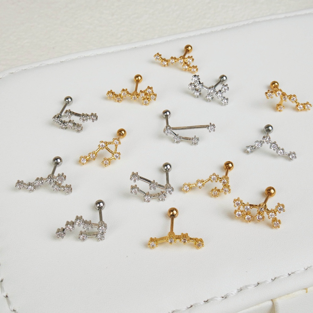 1367 - (HARGA 1 BIJI) ANTING PIERCING ZODIAK TINDIKAN HELIX TRAGUS - STAINLESS STEEL