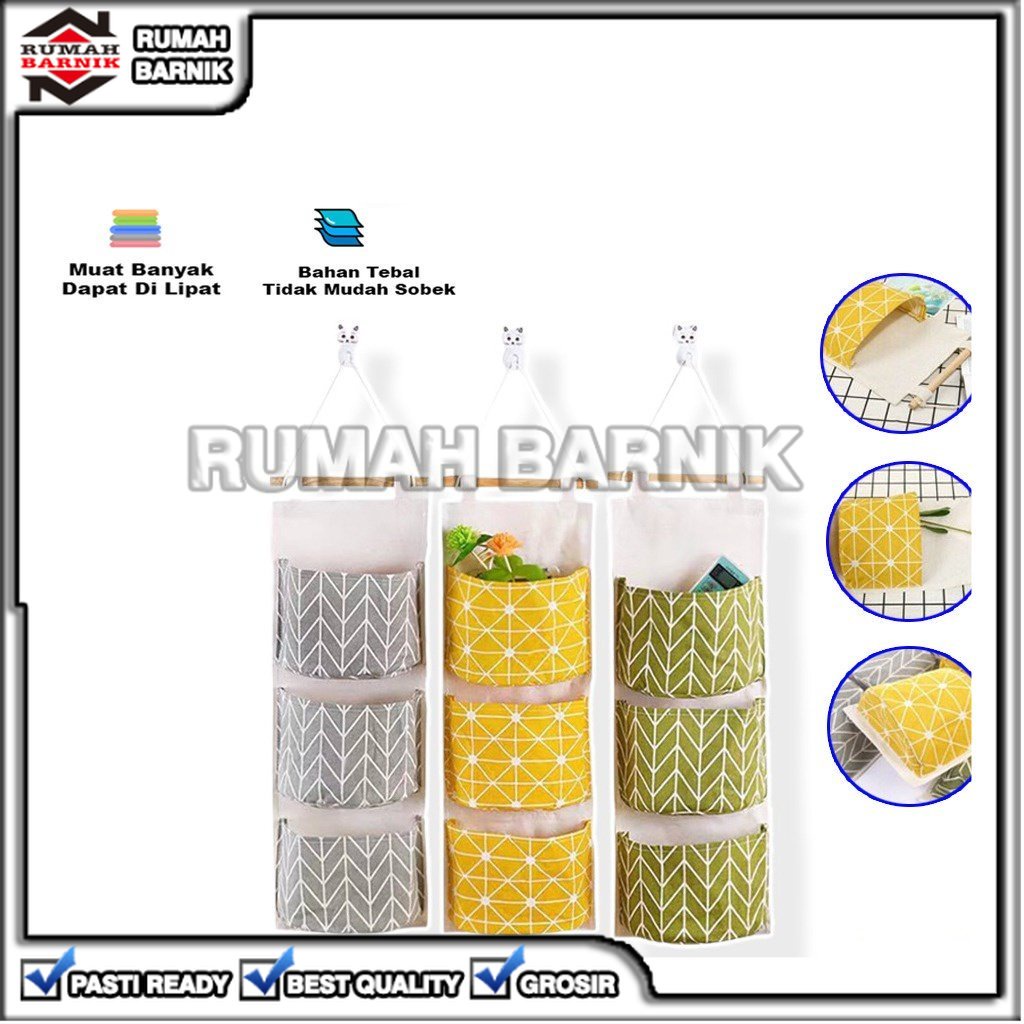 [RB] KERANJANG WADAH GANTUNG 3 SEKAT ORGANIZER POUCH POCKET 
 SEPATU TAS JILBAB HIJAB SEKAT STORAGE 