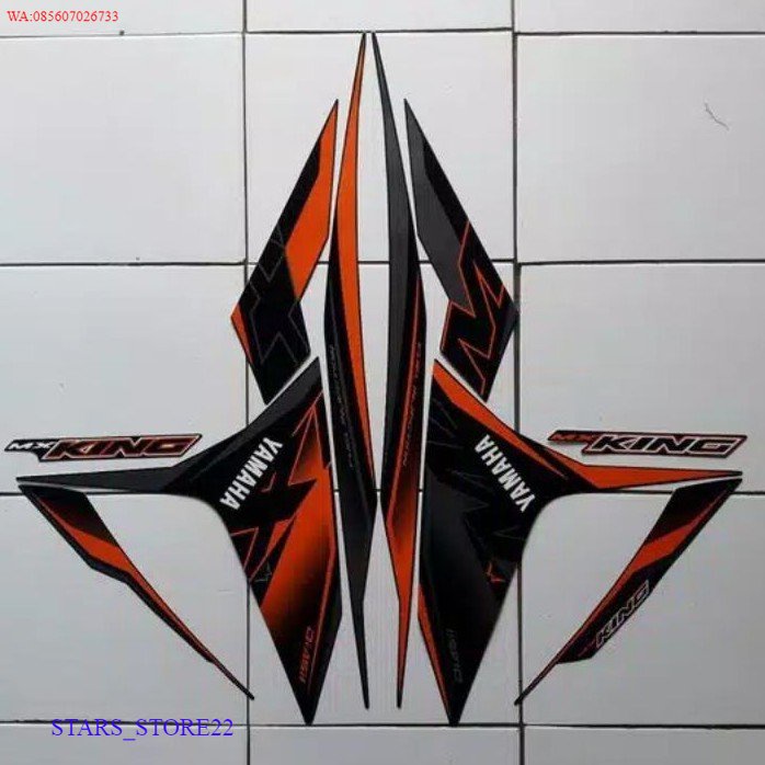 (ORI) stripping sticker lis motor standar Yamaha Jupiter mx king Tahun 2019 warna hitam_orange