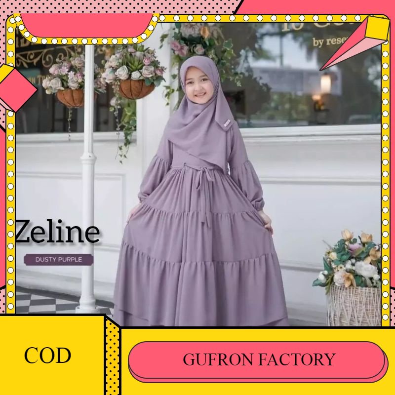 GAMIS ANAK USIA 9-10-11-12 TAHUN ZELINE KIDS PLUS PHASTAN BAHAN CERUTY BABYDOLL GAMIS SYAR'I CERUTY 