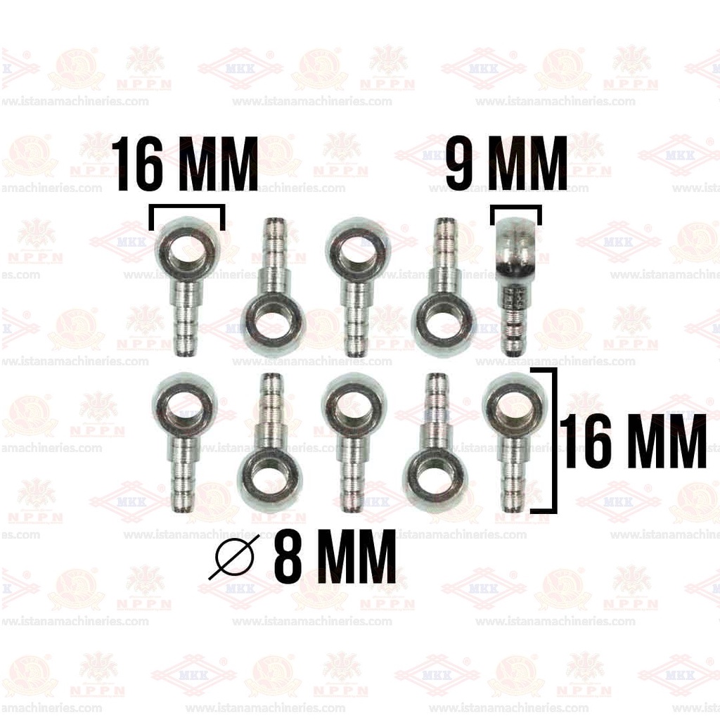 NEPEL SELANG 8MM (CHROME) (MKK)