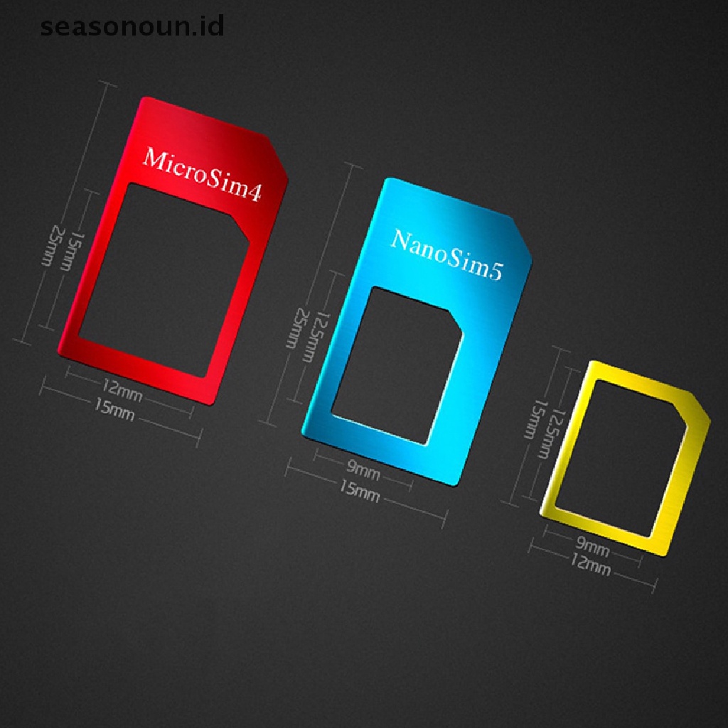 Seasonoun 5in1 Sim Card Adapter Kartu Holder Metal Dengan Sander Open Tray Untuk Semua Smartphone Konversi slot Standard/Nano/Micro.