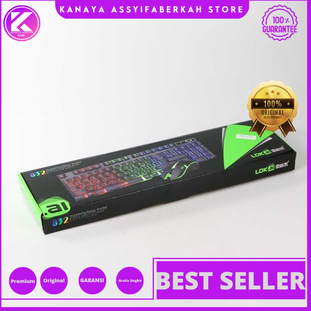 LDKai Gaming RGB Keyboard LED PC Laptop with Mouse - 832