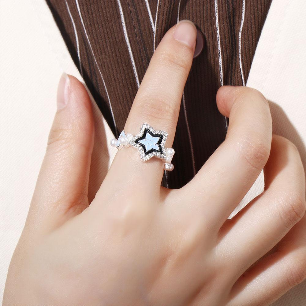 MXBEAUTY Lucky Star Rings Minority Keren Cincin Terbuka Perhiasan Aksesoris Cincin Gaya Korea Gesper Jari Sederhana