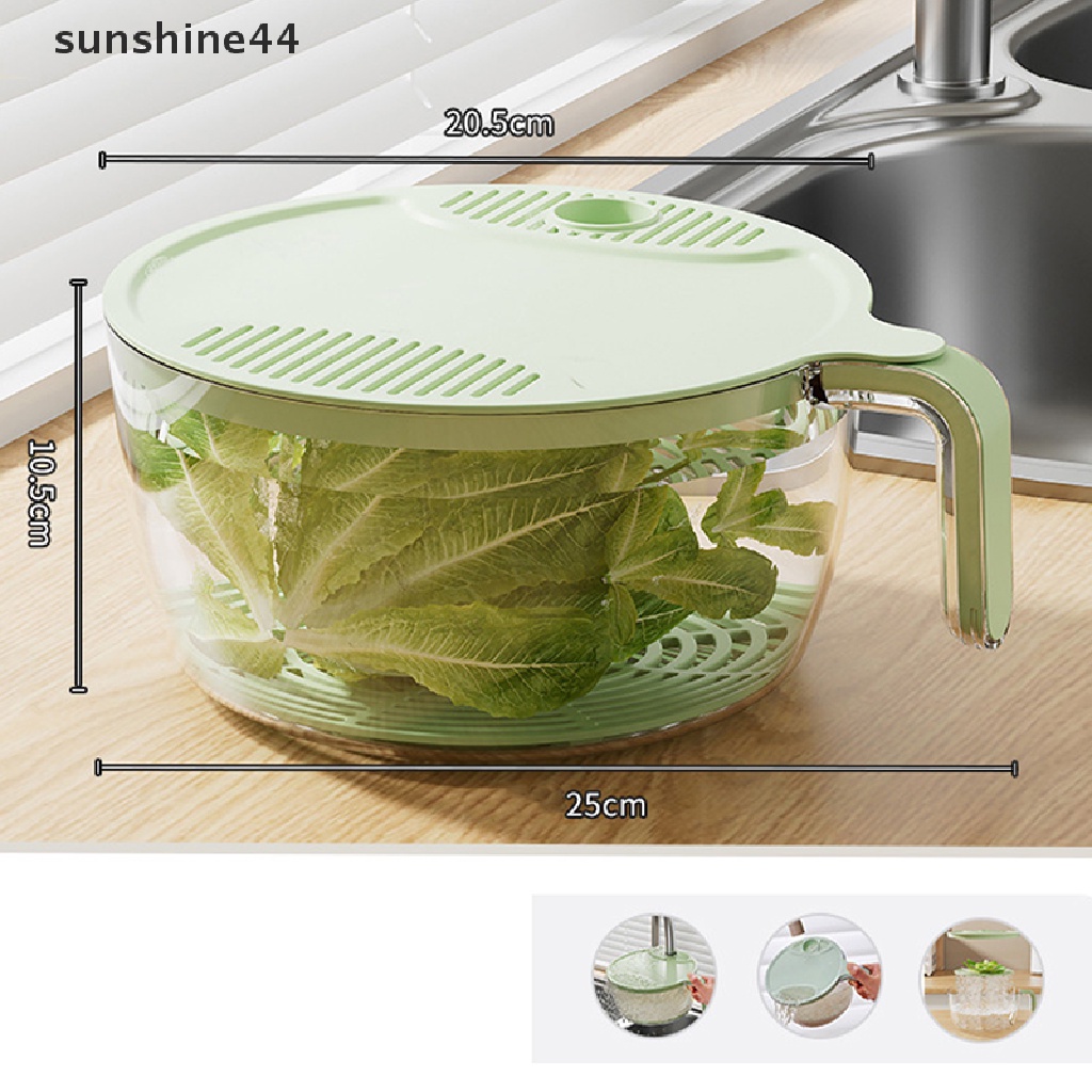 Sunshine Kitchen Drain Basket Bowl Tempat Cuci Beras Colander Basket Strainer Dengan Handle ID