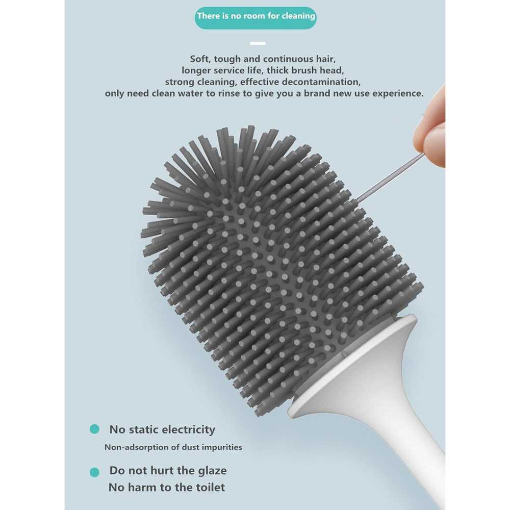 (BISA COD) FTIHSHP Ecoco Sikat Toilet WC Silicone Brush Wall Mounted - E2023