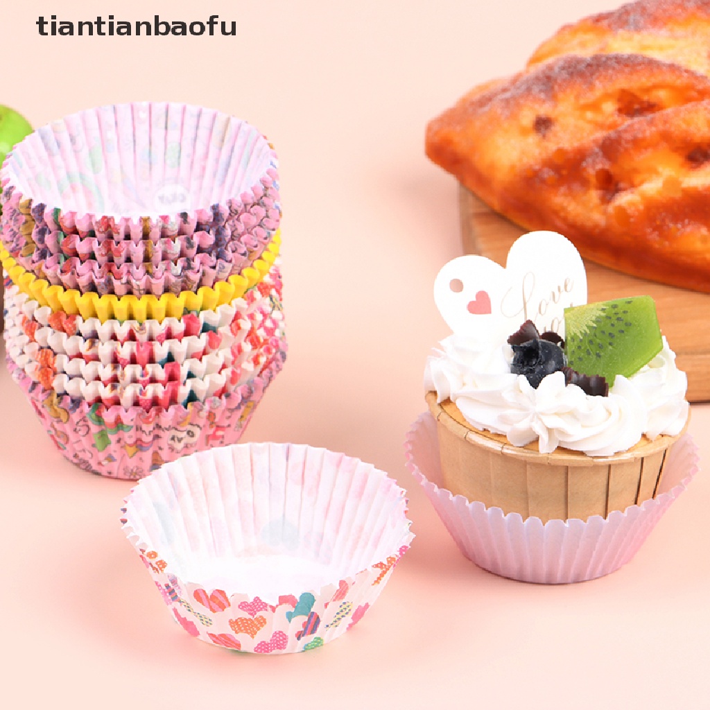 [tiantianbaofu] 100 Pcs Cupcake Liner Kue Muffin Baking Cetakan Dekorasi Pesta Ulang Tahun Butik