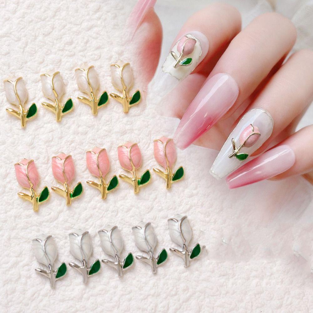 Needway Dekorasi Nail Art 3D Rantai Mewah Emas Perak Tulip Alloy Nail Parts Perlengkapan