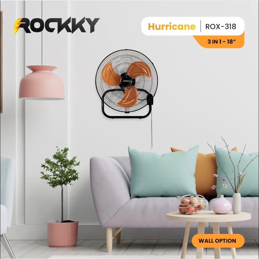 Kipas Angin Rockky Hurricane Industrial Fan 3 in 1 Bolde