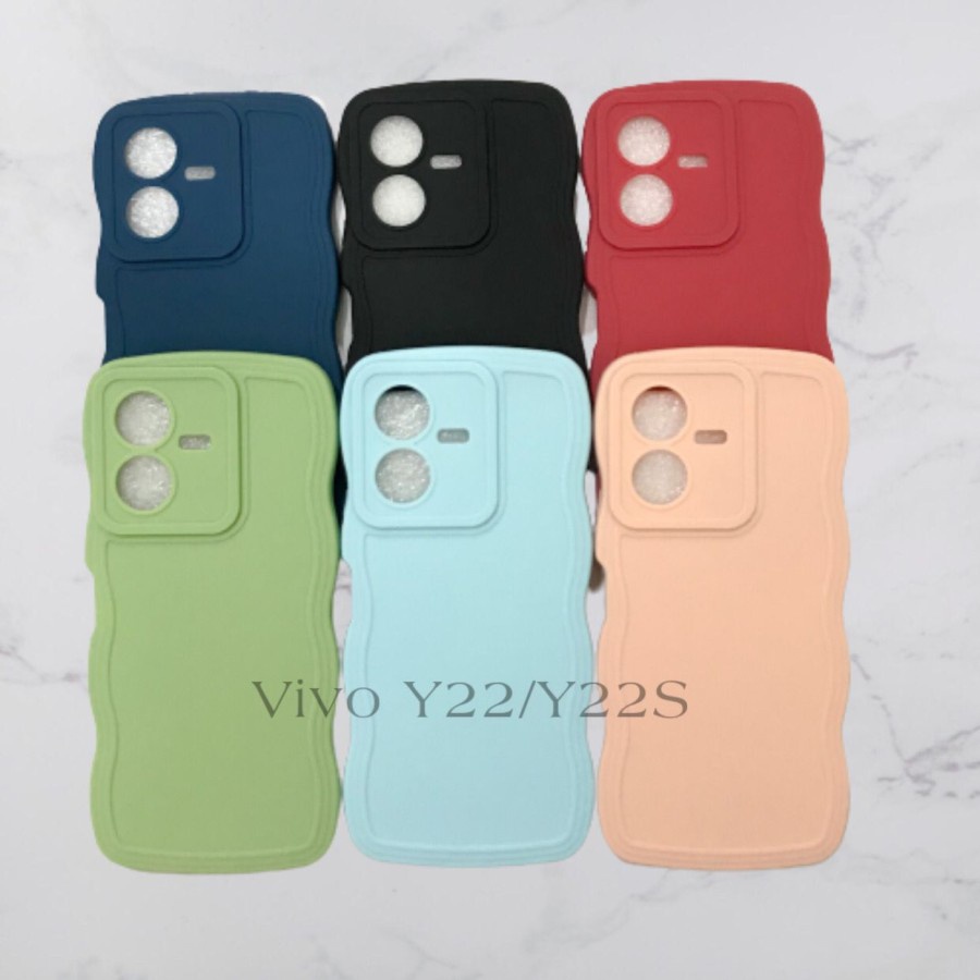 CASE VIVO Y22/Y22S - SOFTCASE SILIKON GELOMBANG WARNA PRO CAMERA