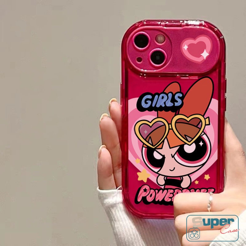 IPHONE Casing Ponsel Cermin Make Up Flip Kreatif Kompatibel Untuk Iphone7 8 Plus 11xr 13 14 12 11 Pro MAX XS MAX X SE 2020 Kartun The Powerpuff Gadis Shockproof Soft Silicon TPU Cover