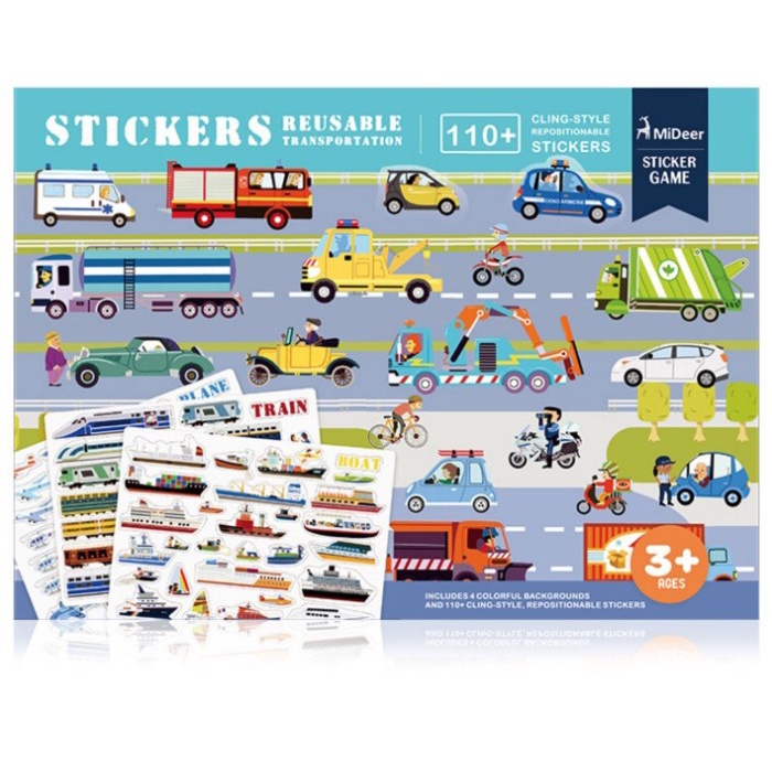 

STK- Mideer mainan edukasi anak reuseable sticker transportation