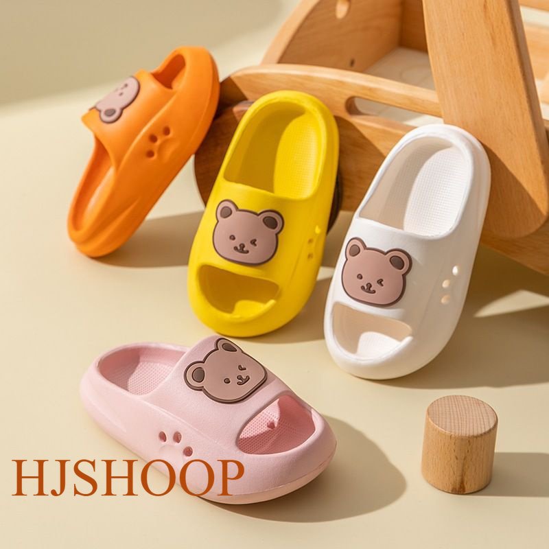 SANDAL SLOP ANAK-ANAK SLIP ON MOTIF KARAKTER BEAR KARET JELLY ANTI SLIP EMPUK NYAMAN FASHION IMPORT 