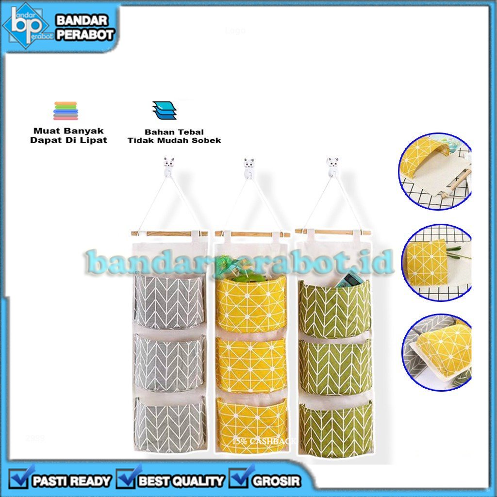 [BP] KERANJANG WADAH GANTUNG 3 SEKAT ORGANIZER POUCH POCKET 
 SEPATU TAS JILBAB HIJAB SEKAT STORAGE 