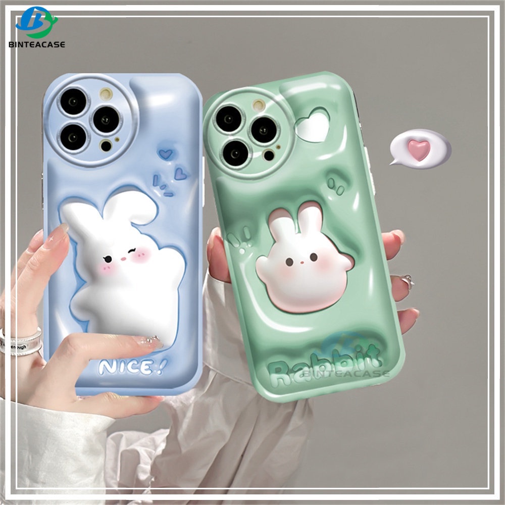 Casing hp Oppo A77S A57 A16 A16S A54S A77 A16K A17 A5S A15 A15S A12 A3S A17K A12E A92 A52 A32 A31 A9 A5 F1S A53 A33 A54 F9 C1 A11K Kartun Kelinci Lucu Silicone Airbag Case Binteacase