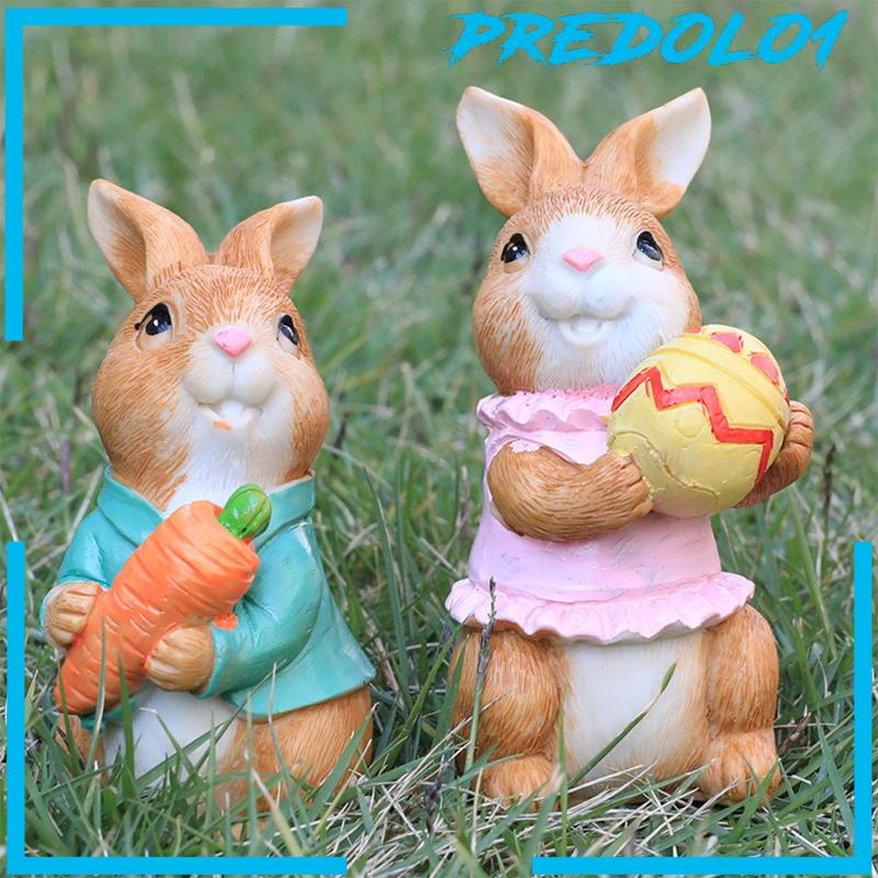 [Predolo1] 2x Patung Kelinci Paskah Bunny Figurine Resin Patung Hewan Untuk Taman