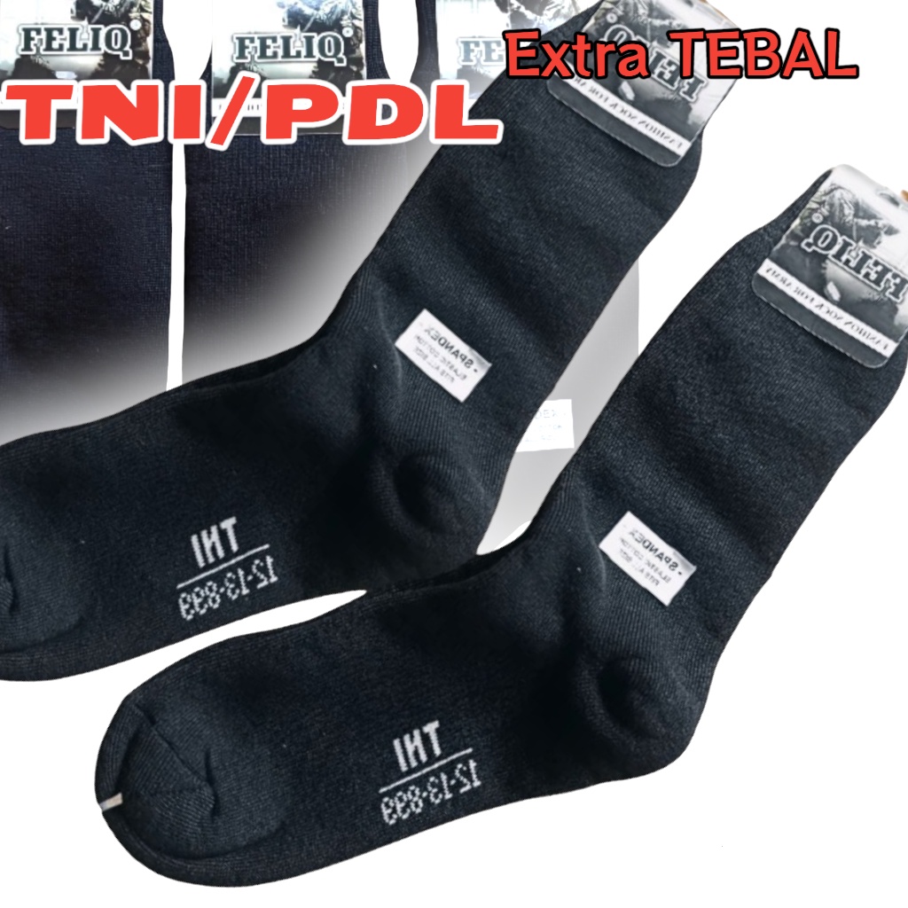 Kaos Kaki PDL Ekstra Tebal/Kaos Kaki TNI Polos/Kaos Kaki HITAM Panjang