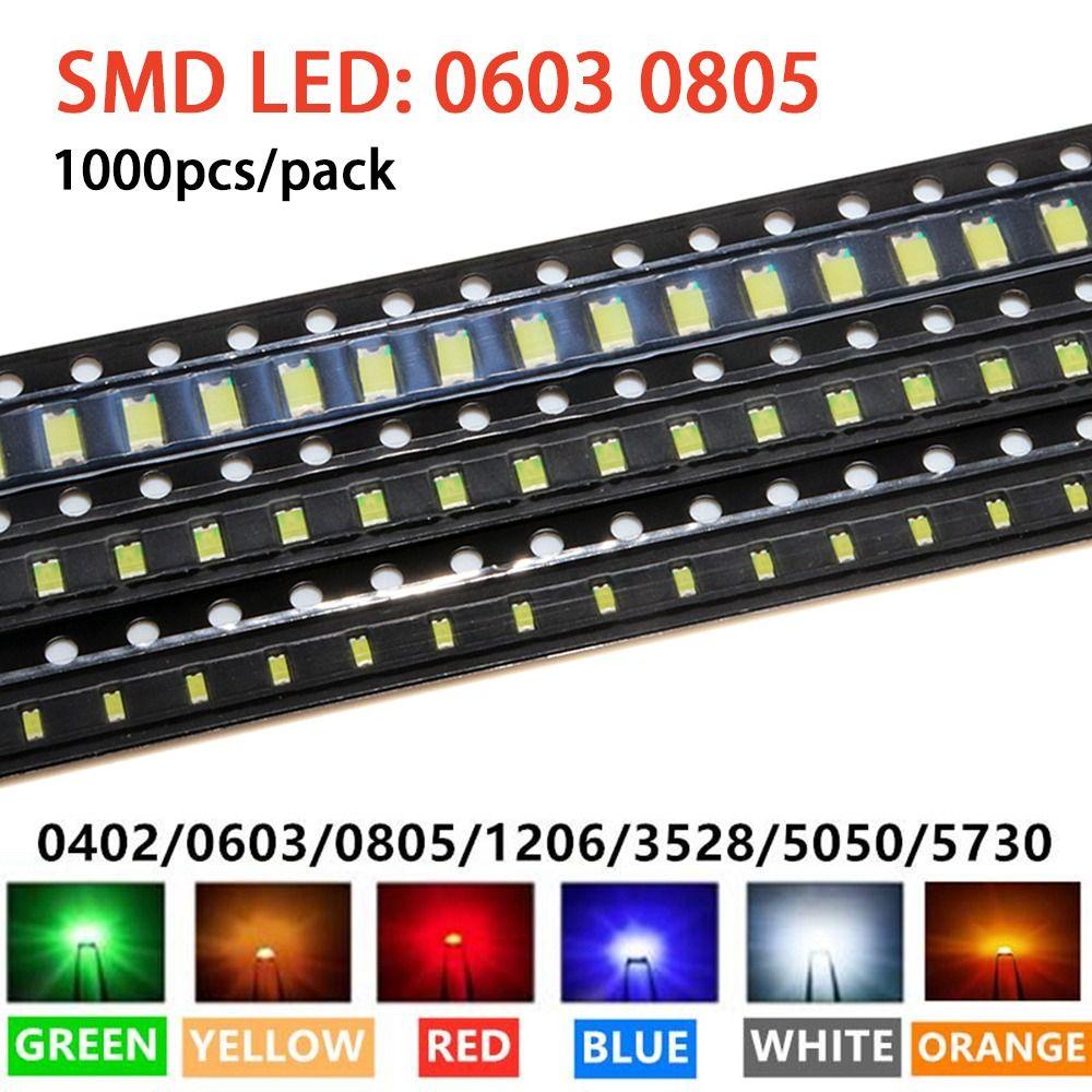 Populer 1000pcs SMD LED 1000pcs Elektronik DIY Merah Hijau Biru Putih06030805