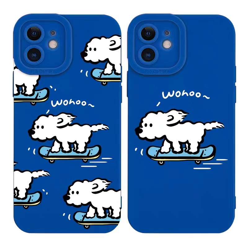 IPHONE Ins Pola Anjing Cocok Untuk Iphone14 14pro 14plus 13 13pro 13prm iPhone12 7Plus 8Plus Xr XS 13 Pro Max Empat Sudut Casing Ponsel Tahan Guncangan