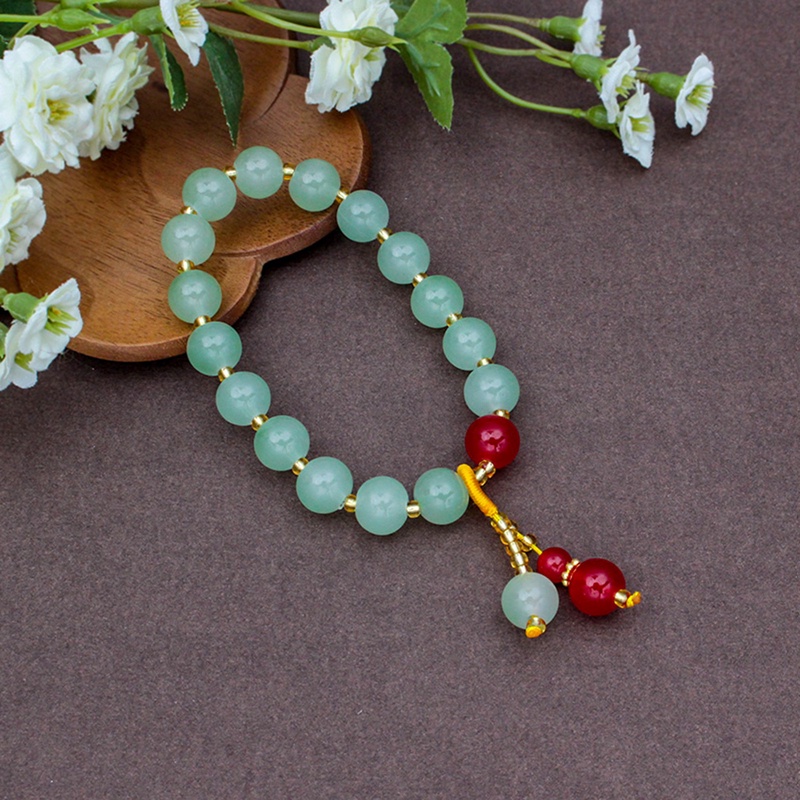 Giok Hijau Manik-Manik Unicorn Gelang Wanita Bulat Chalcedony Buddha Bead Yoga Bangles Penyembuhan Energi Perhiasan Hadiah