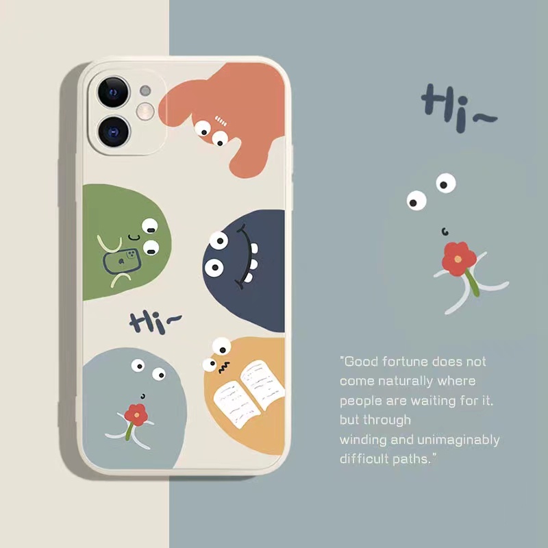 IPHONE Ins Pola Animasi Cocok Untuk Iphone14 14pro 14plus 13 13pro 13prm iPhone12 7Plus 8Plus Xr XS 13 Pro Max Empat Sudut Casing Ponsel Tahan Guncangan